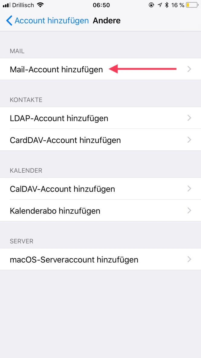iOS Account hinzufügen