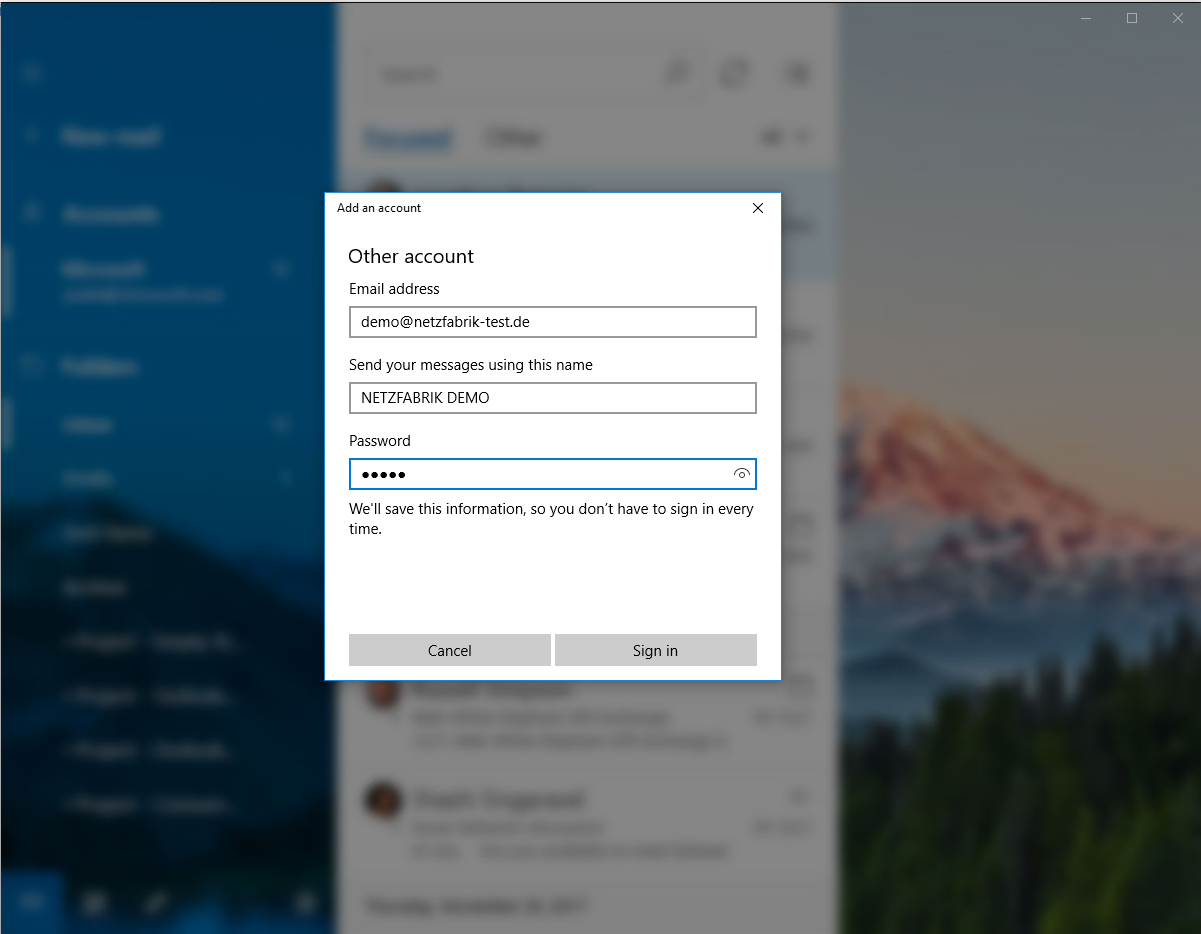 Windows Mail - Account hinzufügen