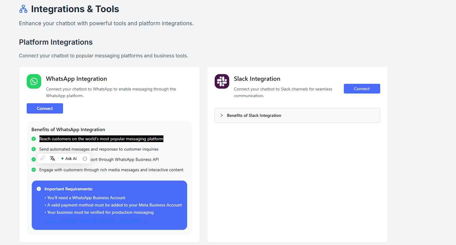 Integrations Dashboard