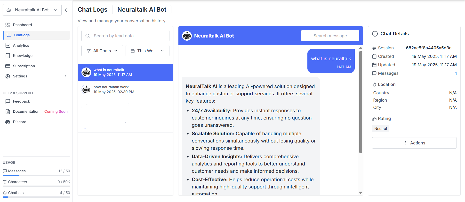 Analytics Dashboard - Monitor Conversations