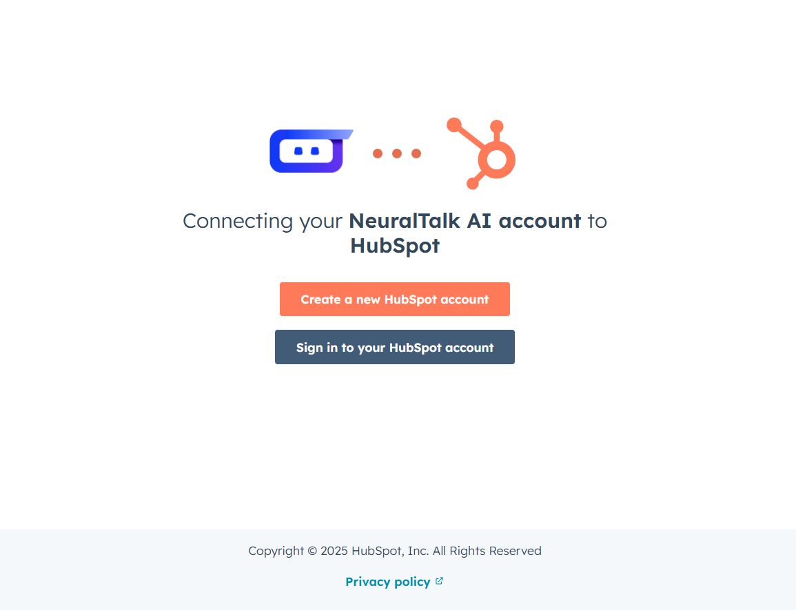 Connecting NeuralTalk AI to HubSpot