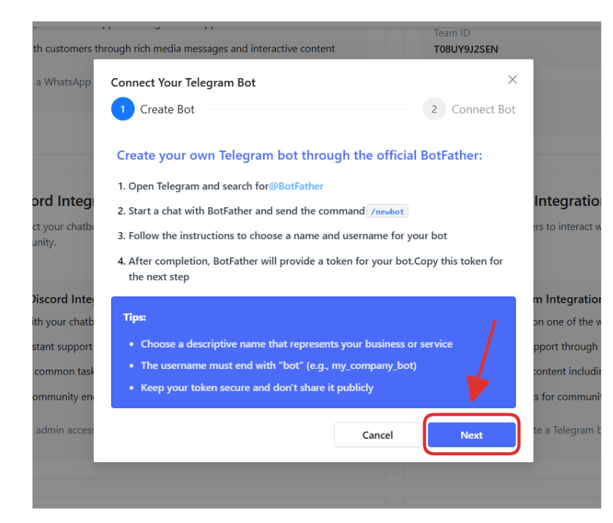 Telegram Integration Settings