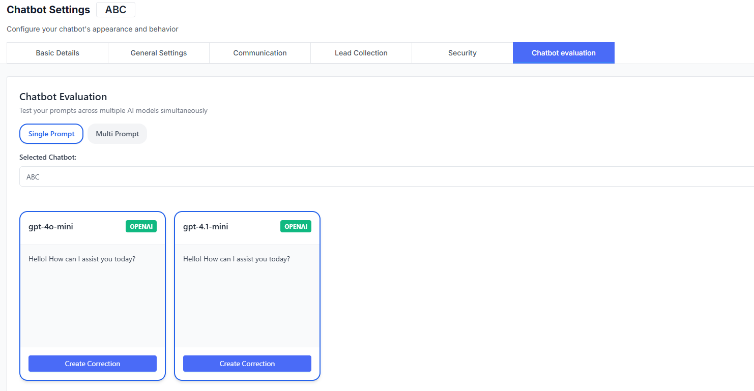 Chatbot Evaluation Page