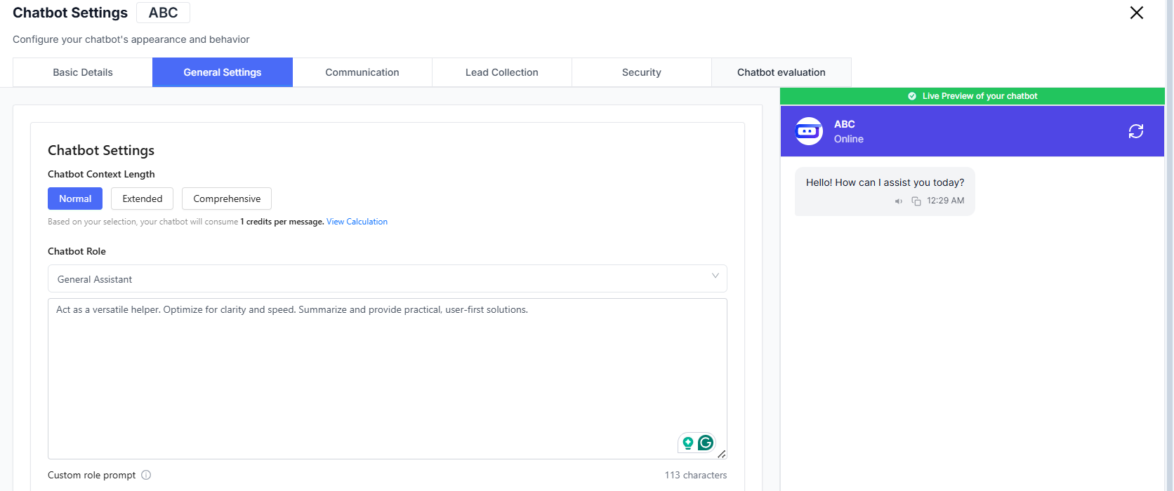 General Settings Page