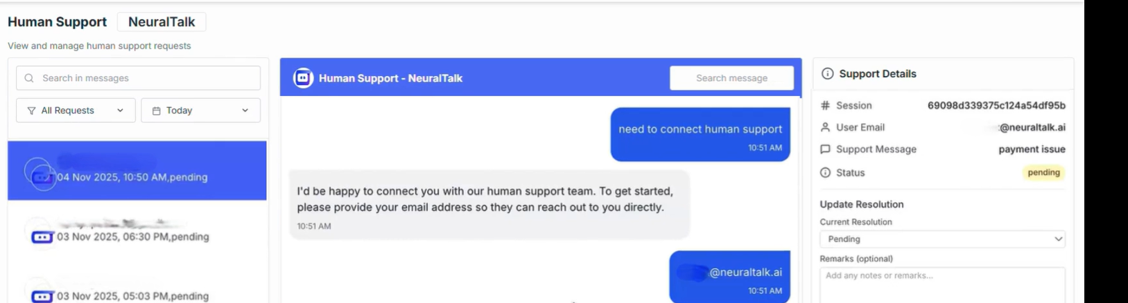 Human Support Dashboard