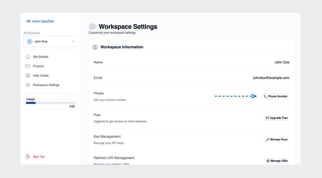 Click Add Phone Number