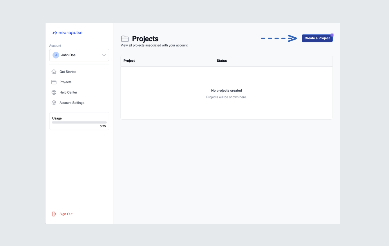 Create Project Button