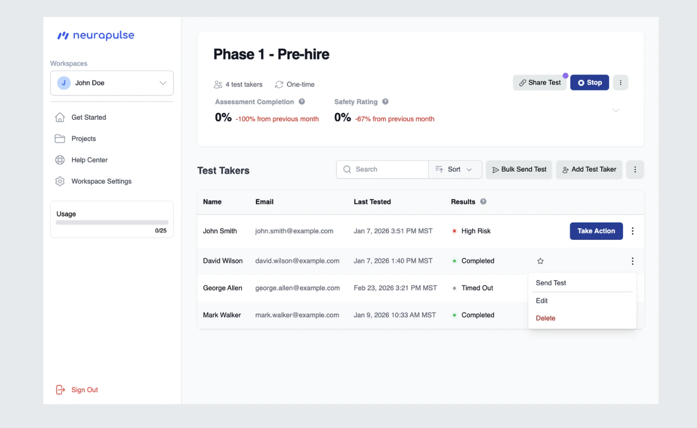 Editing a Test Taker