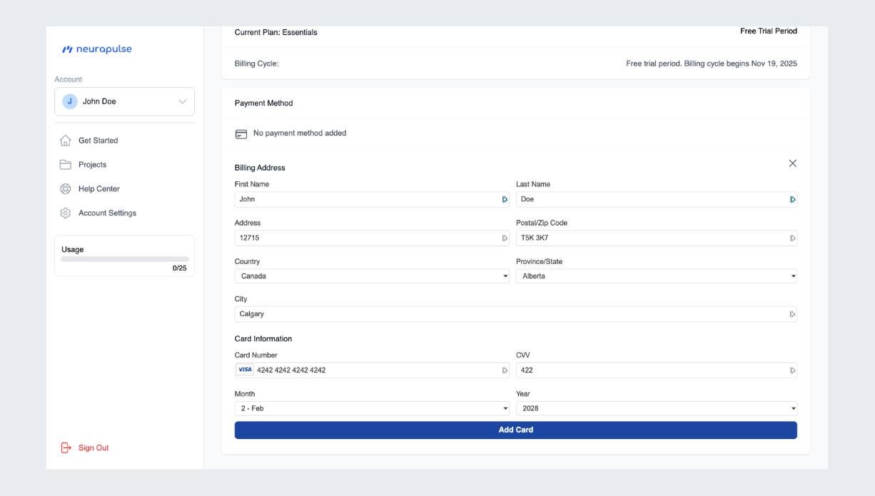 Adding Payment Method