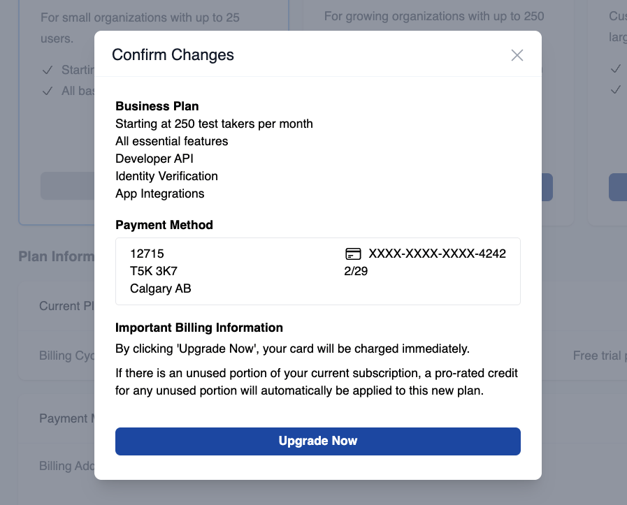 Upgrade Confirmation