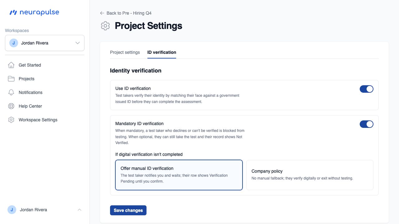 ID Verification Settings