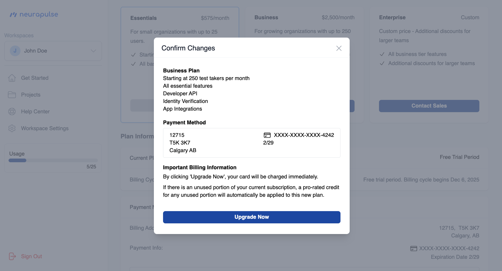 Upgrade Confirmation