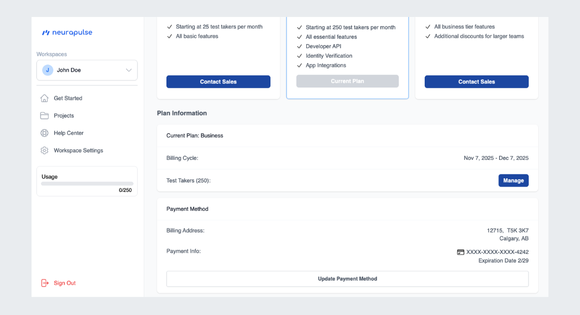 Updating Payment Information