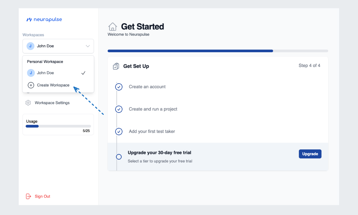 Click on Create Workspace