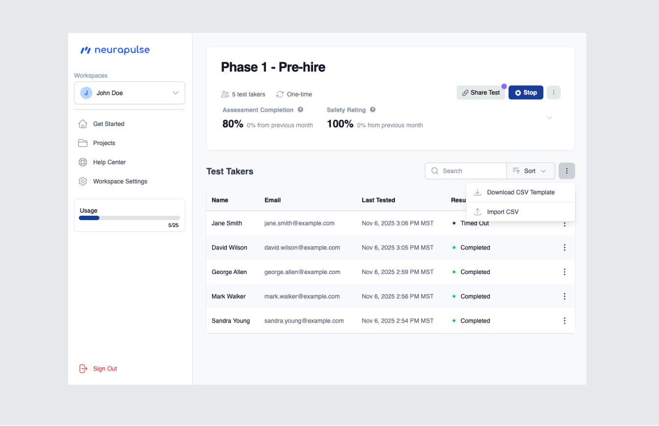 Download CSV Template