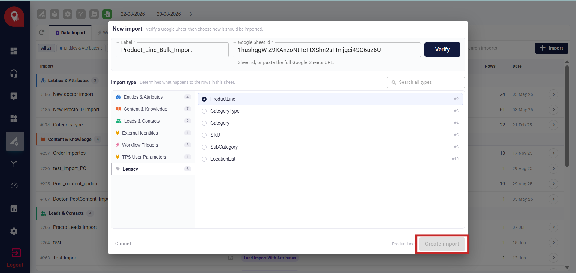 Create Import 1