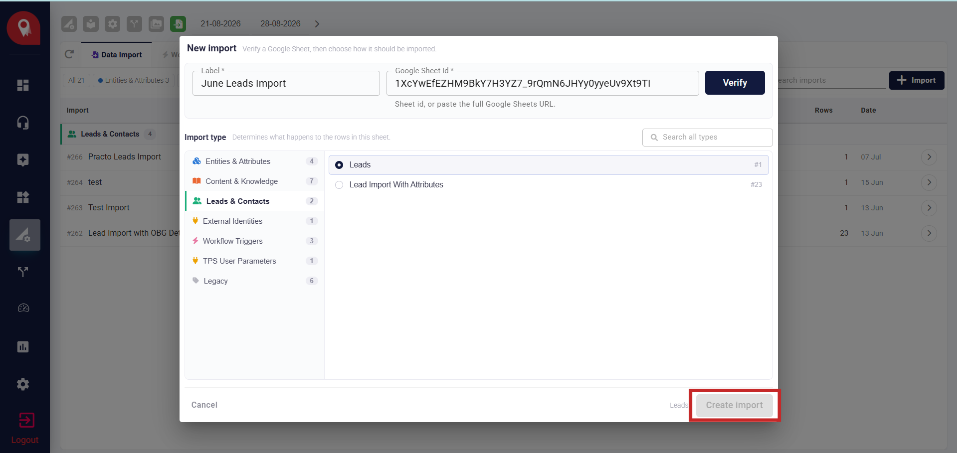 Create Import