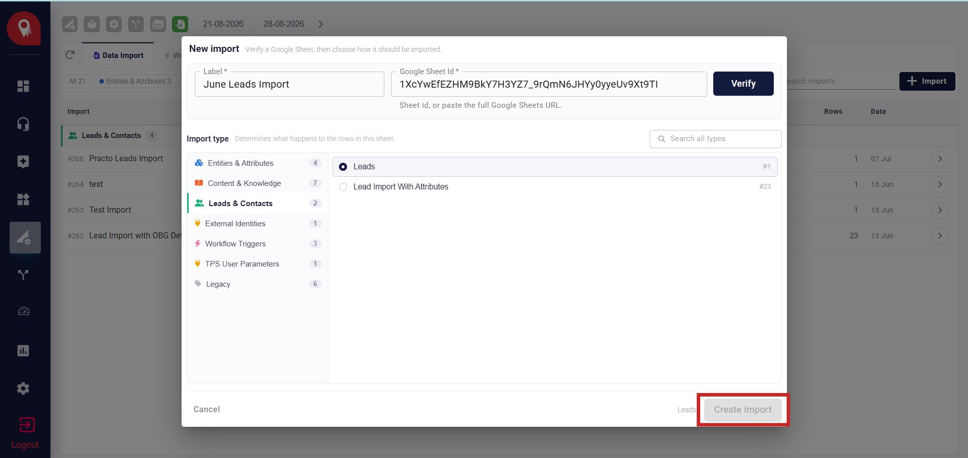 Create Import