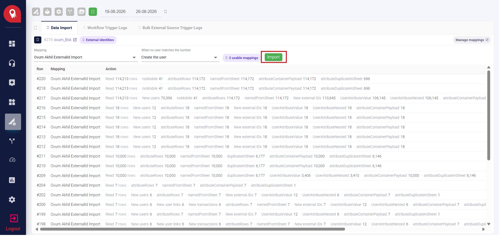 Selecting Import Button