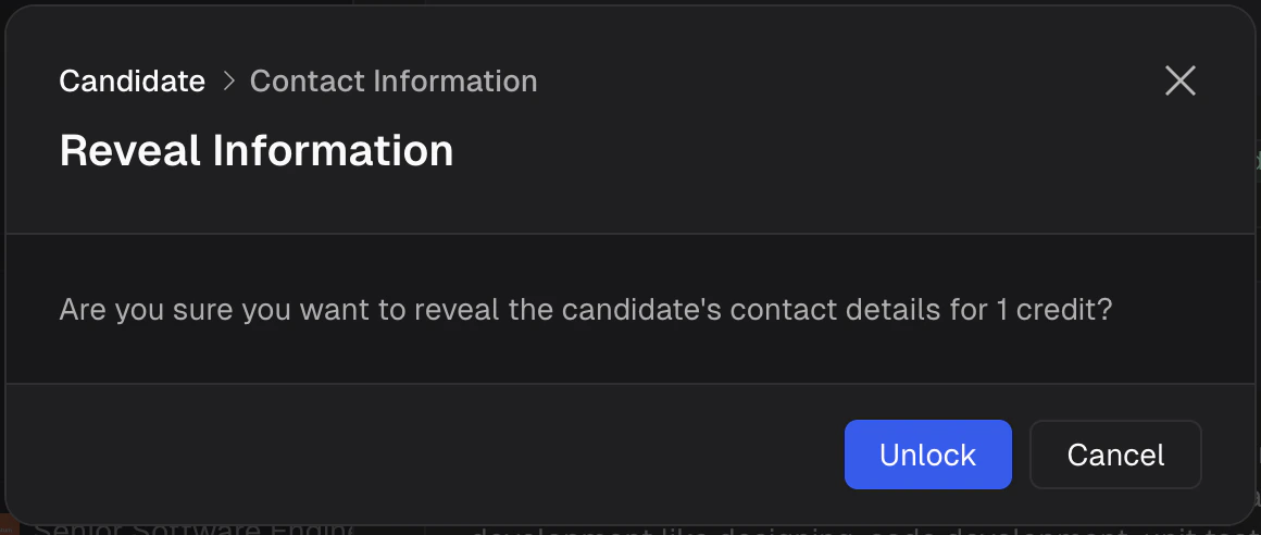 Reveal Information confirmation dialog with Unlock and Cancel buttons