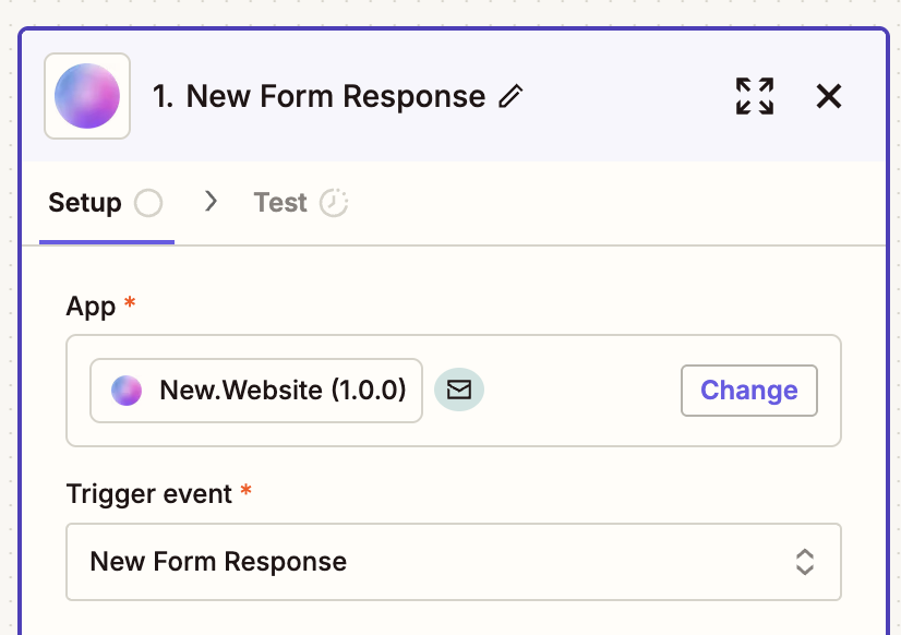 New Form Response trigger event selection