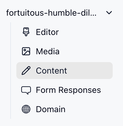Content tab in sidebar