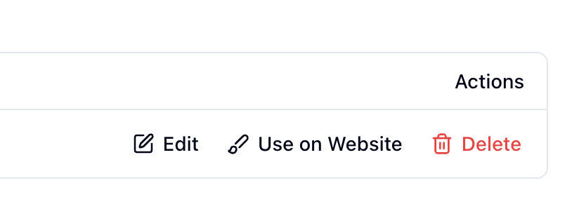 Use on Website button