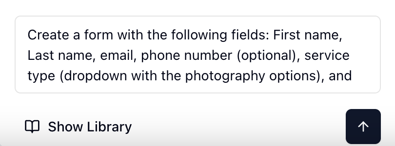 Chat interface for describing form