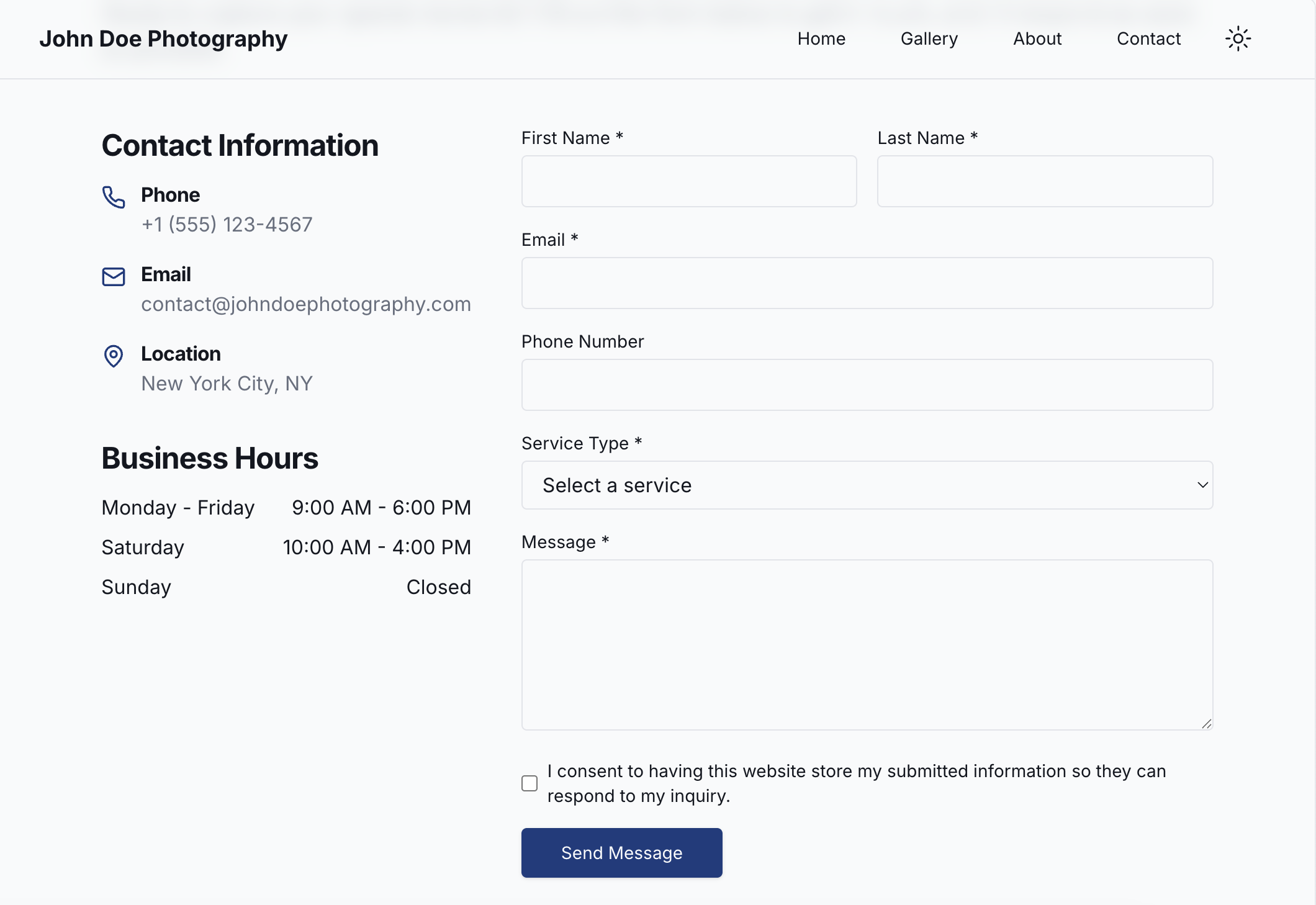 Generated form on website