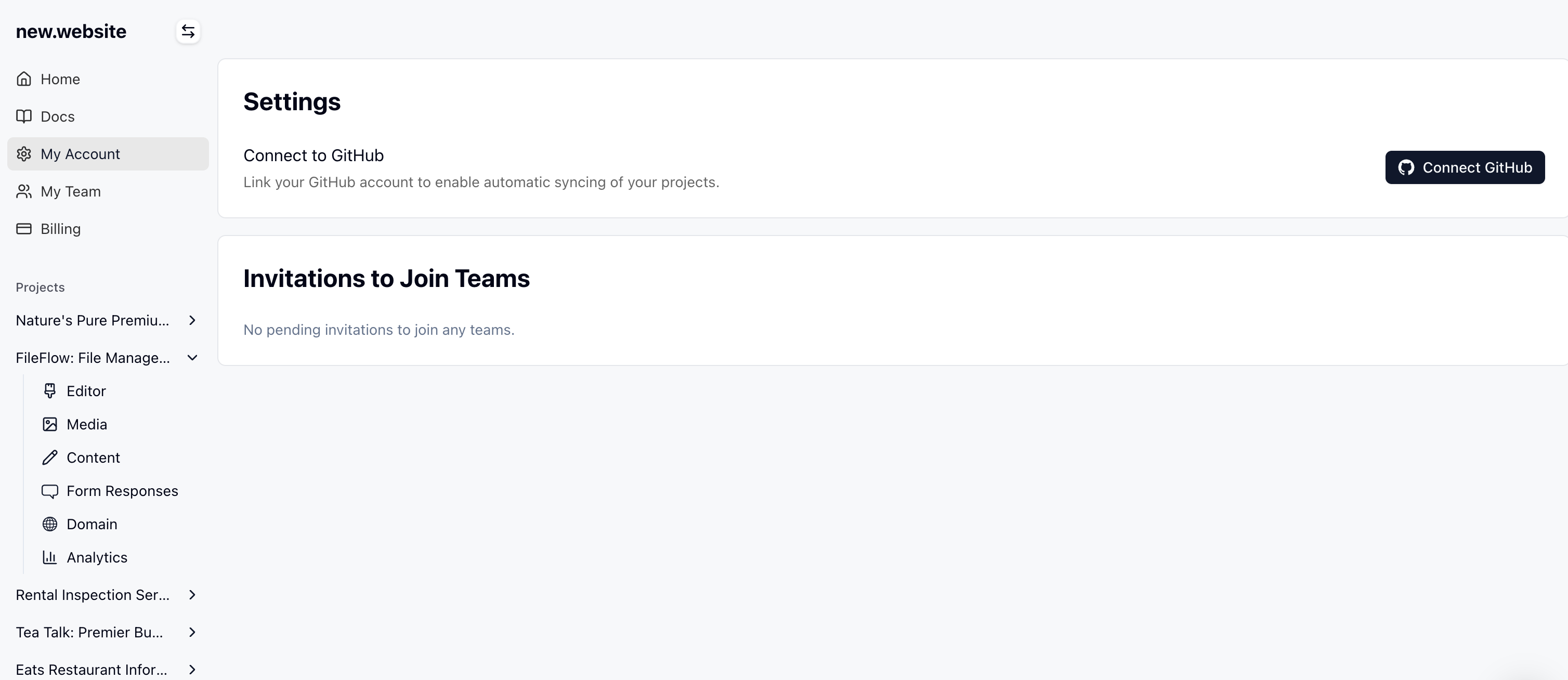Click Connect GitHub button