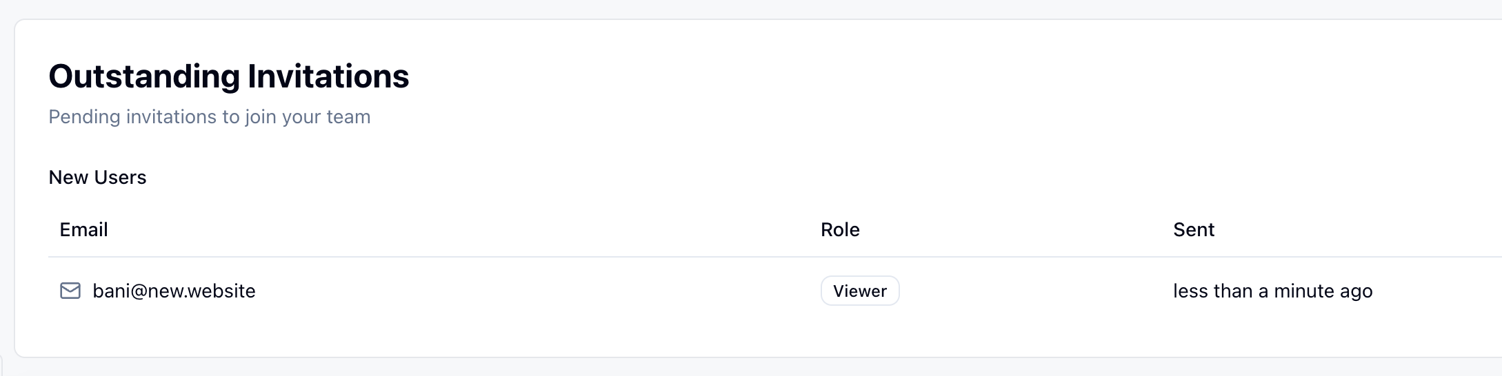 User invitation outstanding