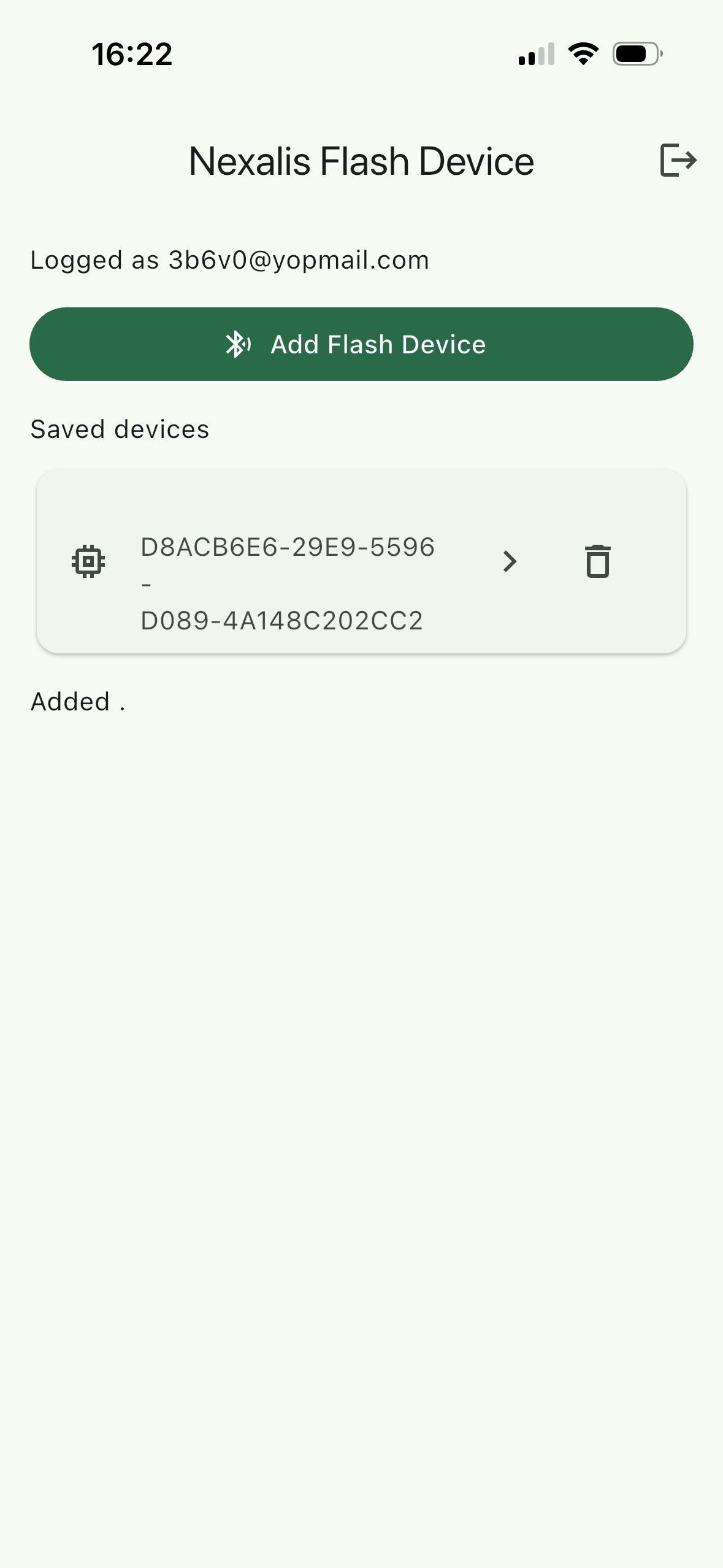 Onboarding device added to saved devices