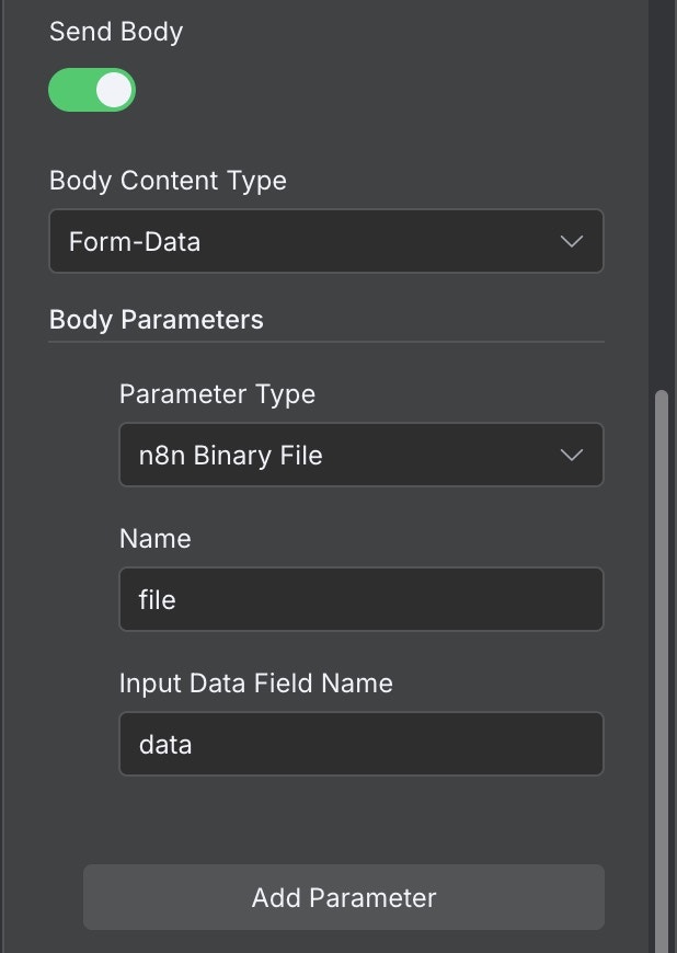 Configure Body Parameters for File