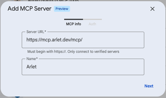 MCP infoタブの入力例