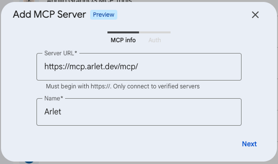 MCP infoタブの入力例