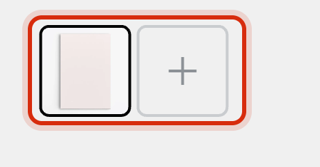 The strip of preview thumbnails below the Design Preview frame, showing one canvas print thumbnail and a plus button, highlighted.