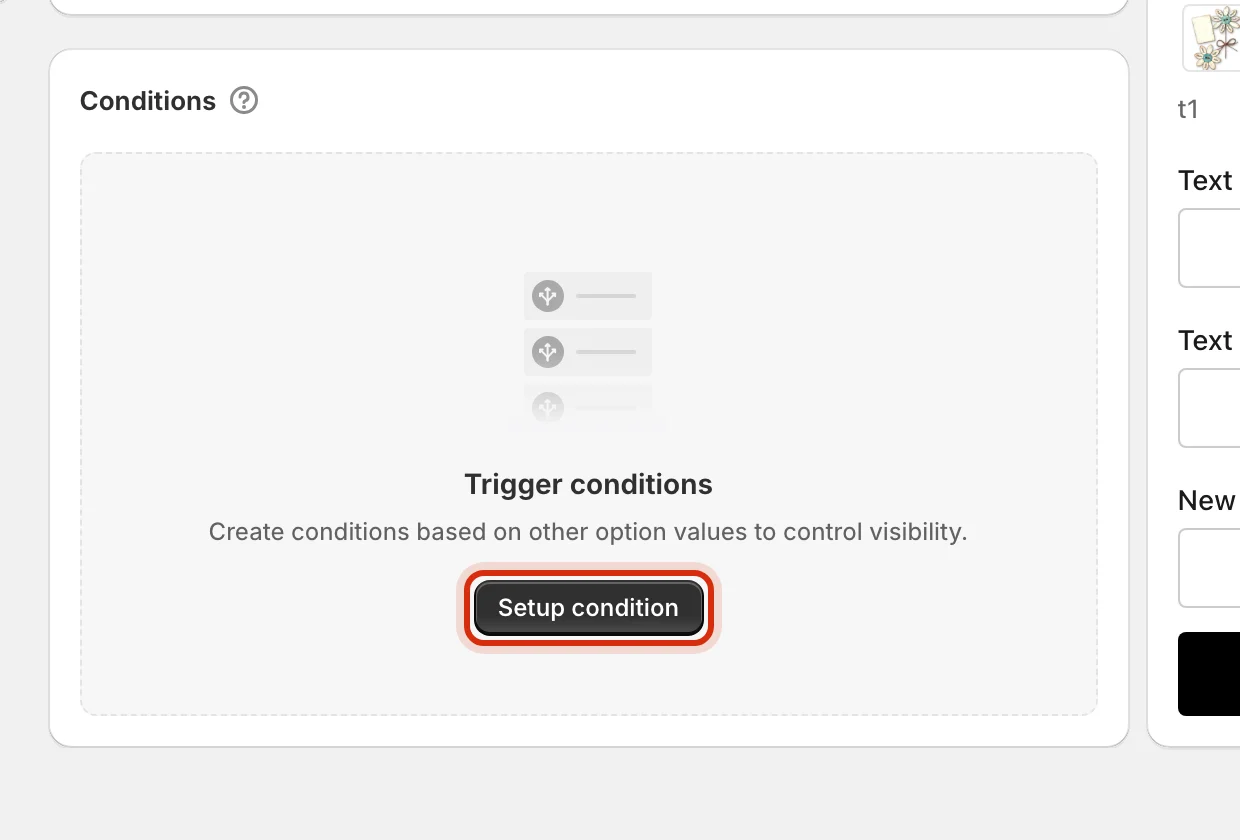 Conditions section with the Setup condition button highlighted