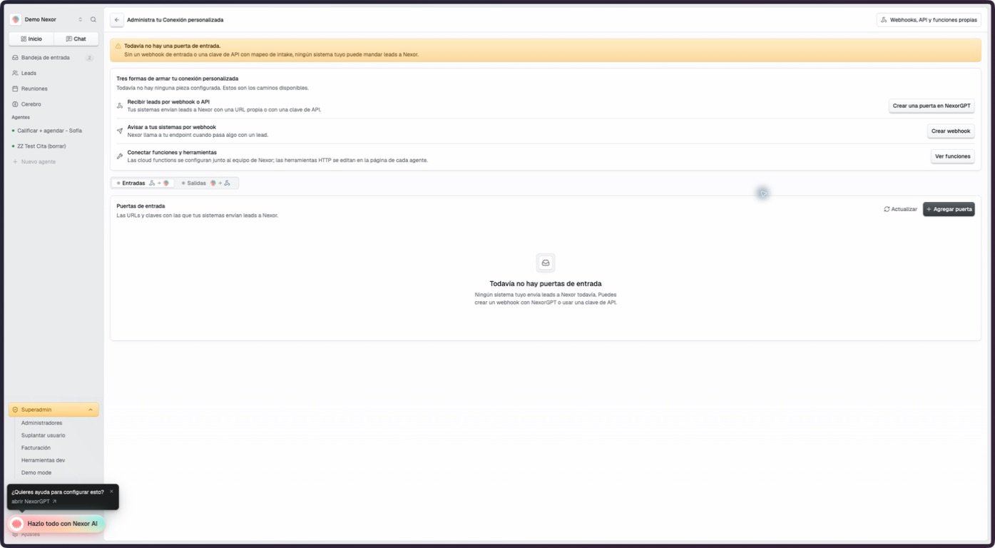 Custom connection Inputs tab with webhook and API paths