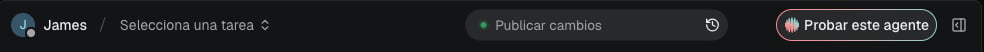 The same pill on hover, now reading Publish changes. Shown in the Spanish interface.