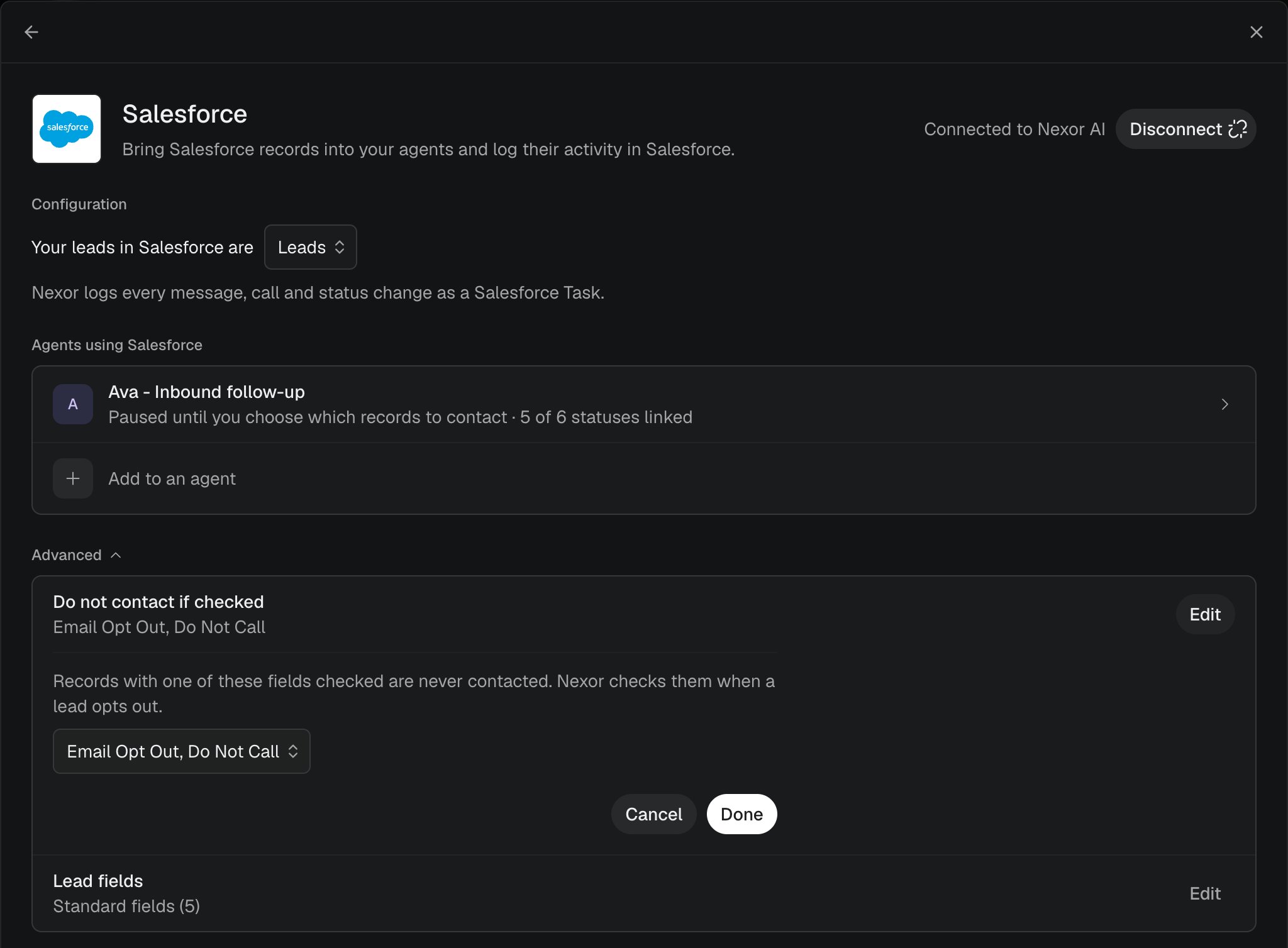 The Salesforce opt-out fields.