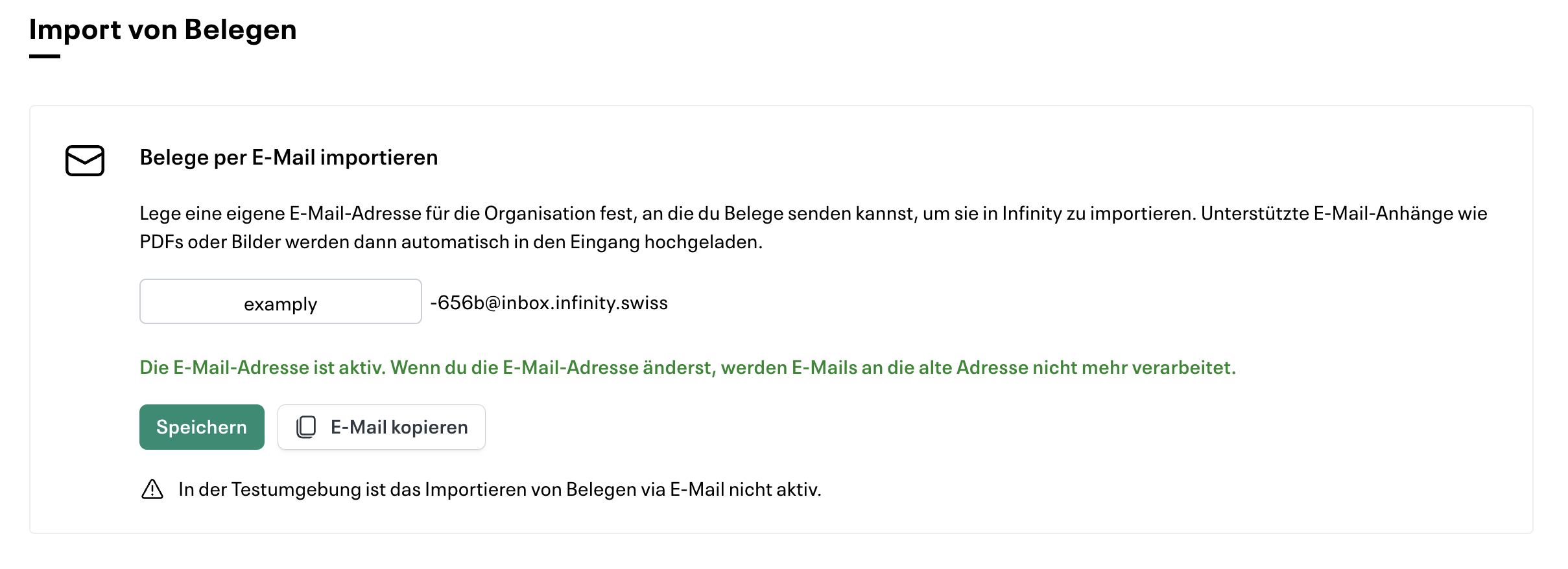 Einstellungen für den Belegeimport