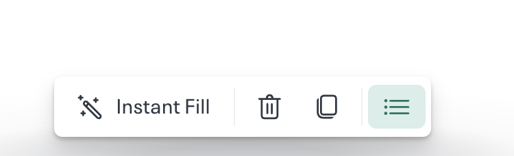 Aufzählungsoption in der Toolbar am unteren Bildschirmrand