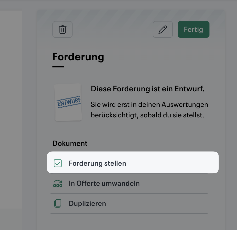 Forderung stellen