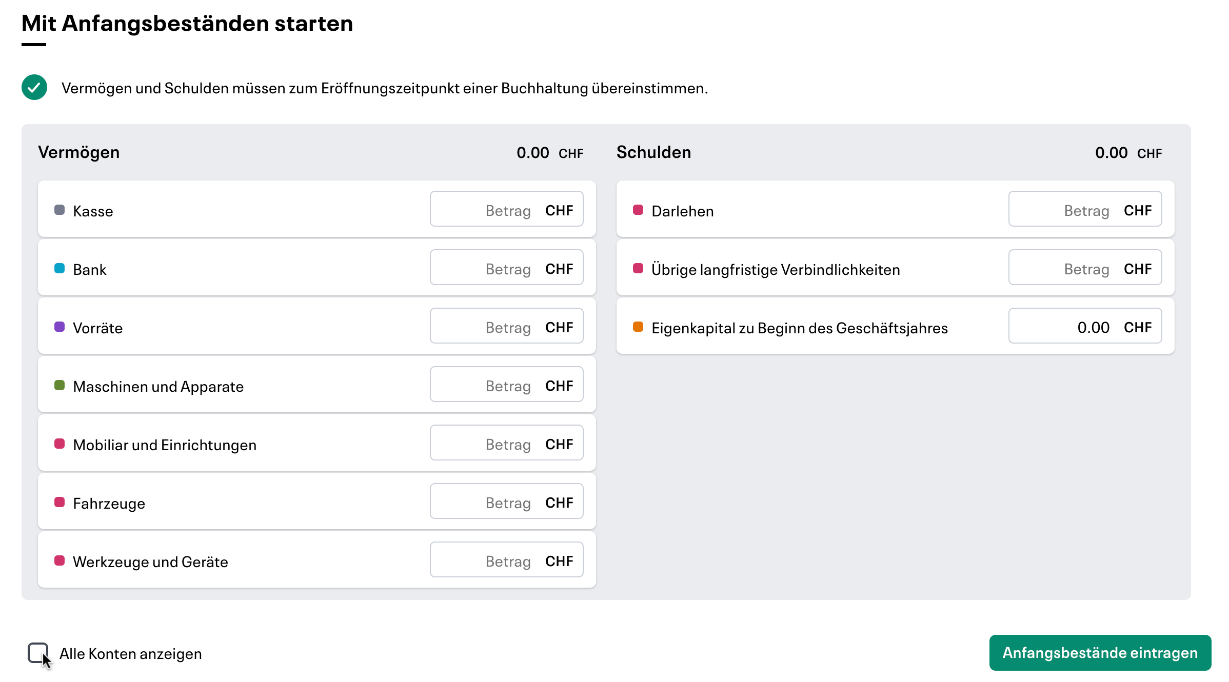 Buchhaltung eröffnen