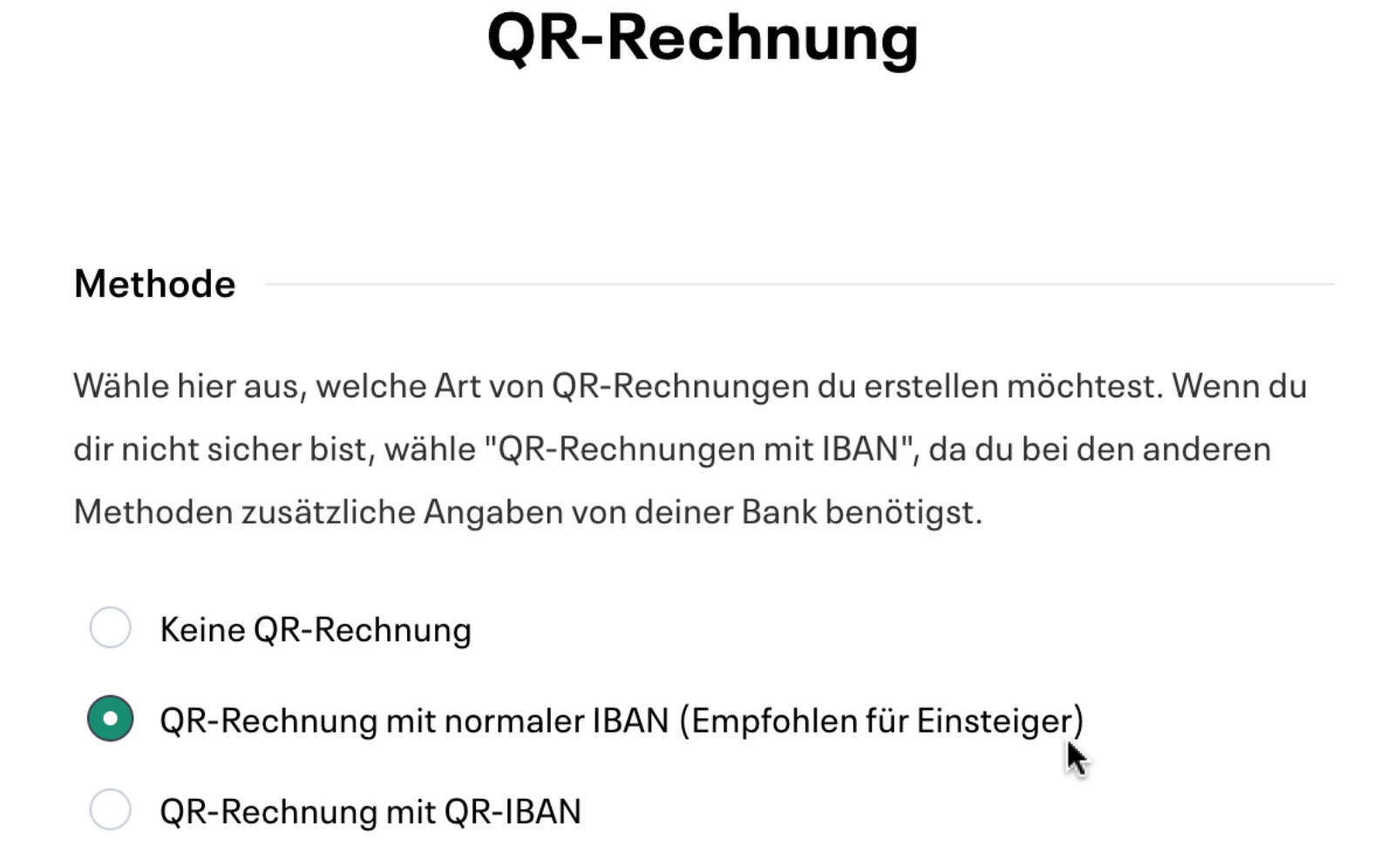 QR-Einrichtung in Infinity