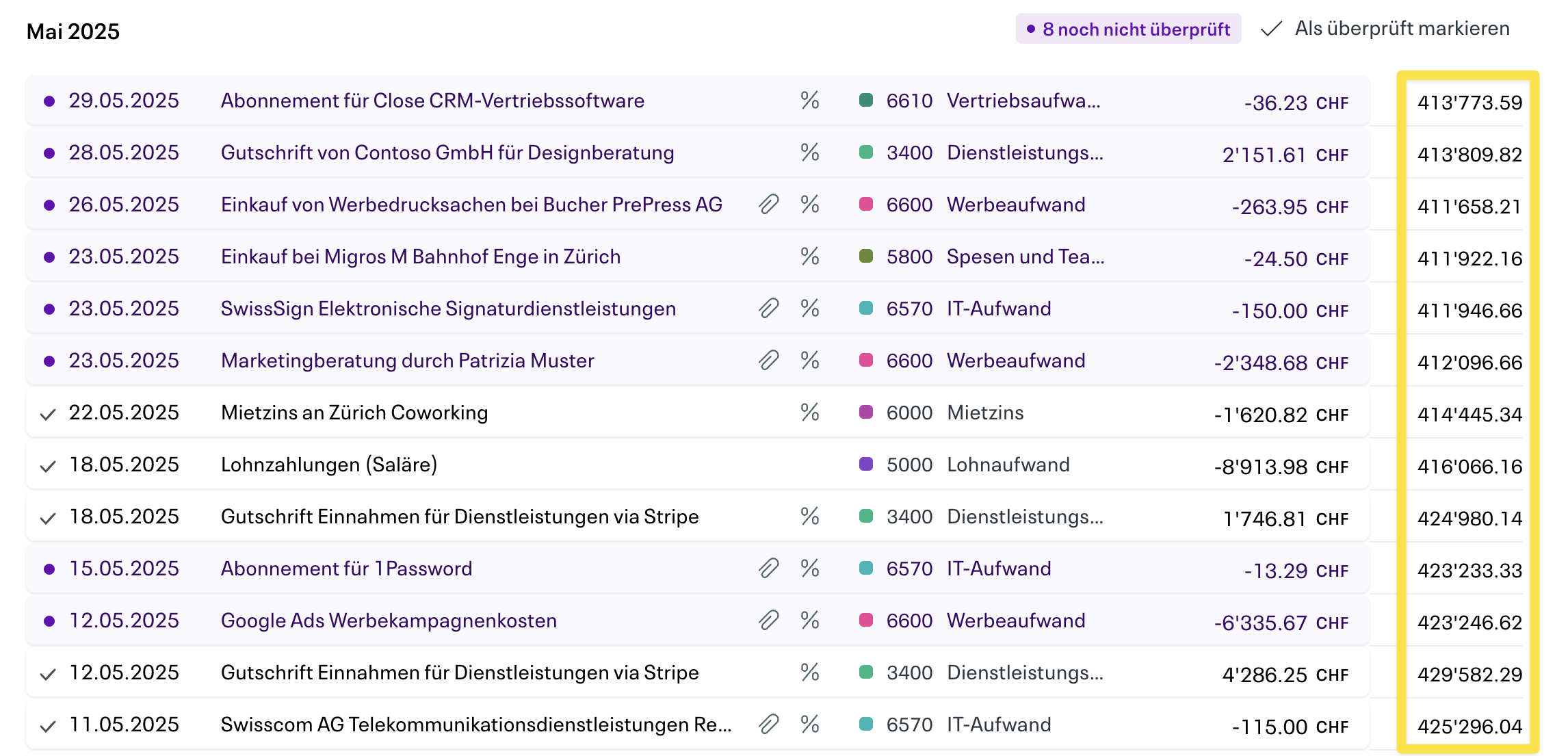 Laufender Kontosaldo