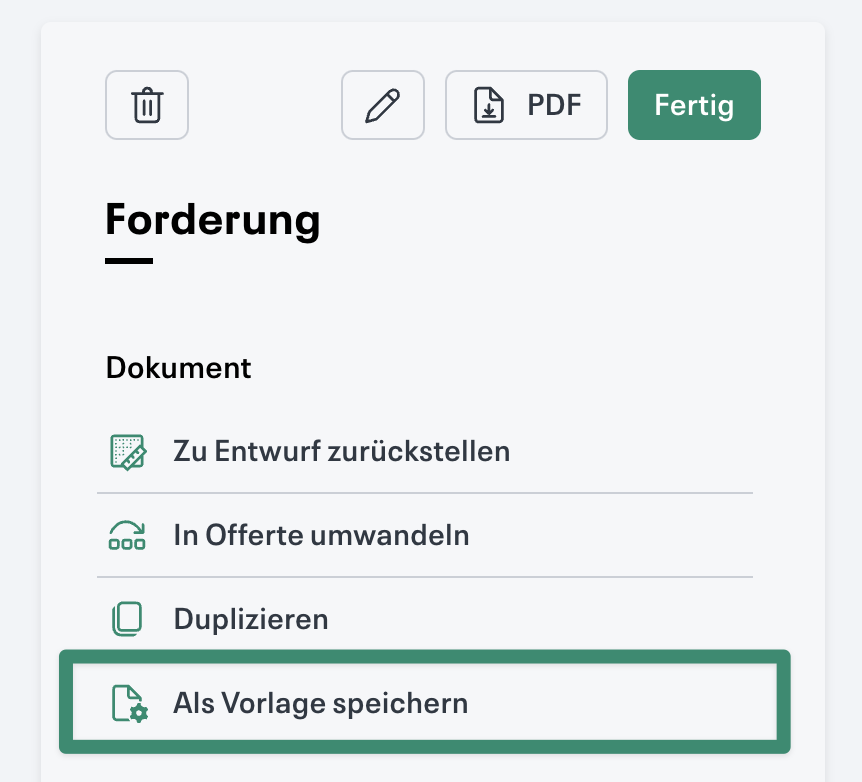 Als Vorlage speichern