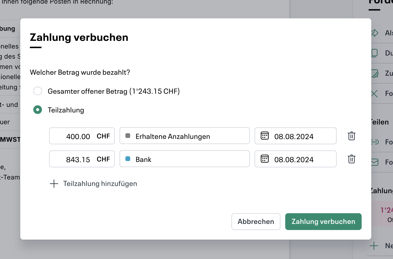 Einlösung der Gutschrift
