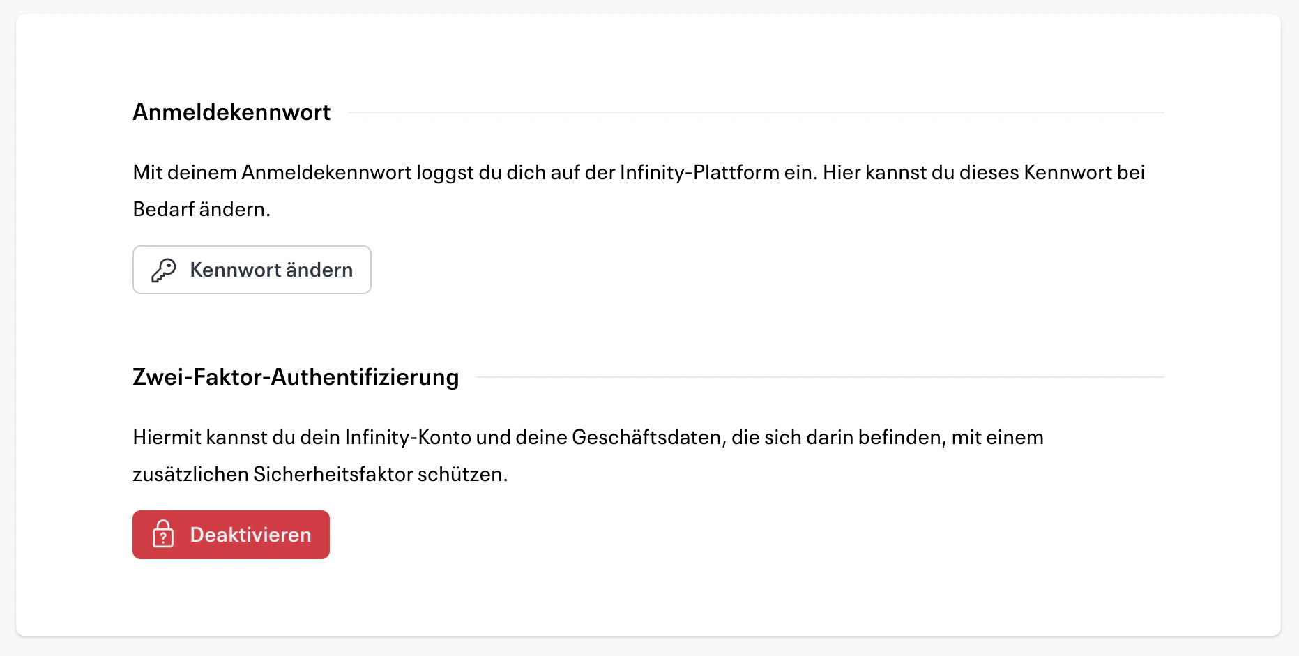Zwei-Faktor-Authentifizierung deaktivieren