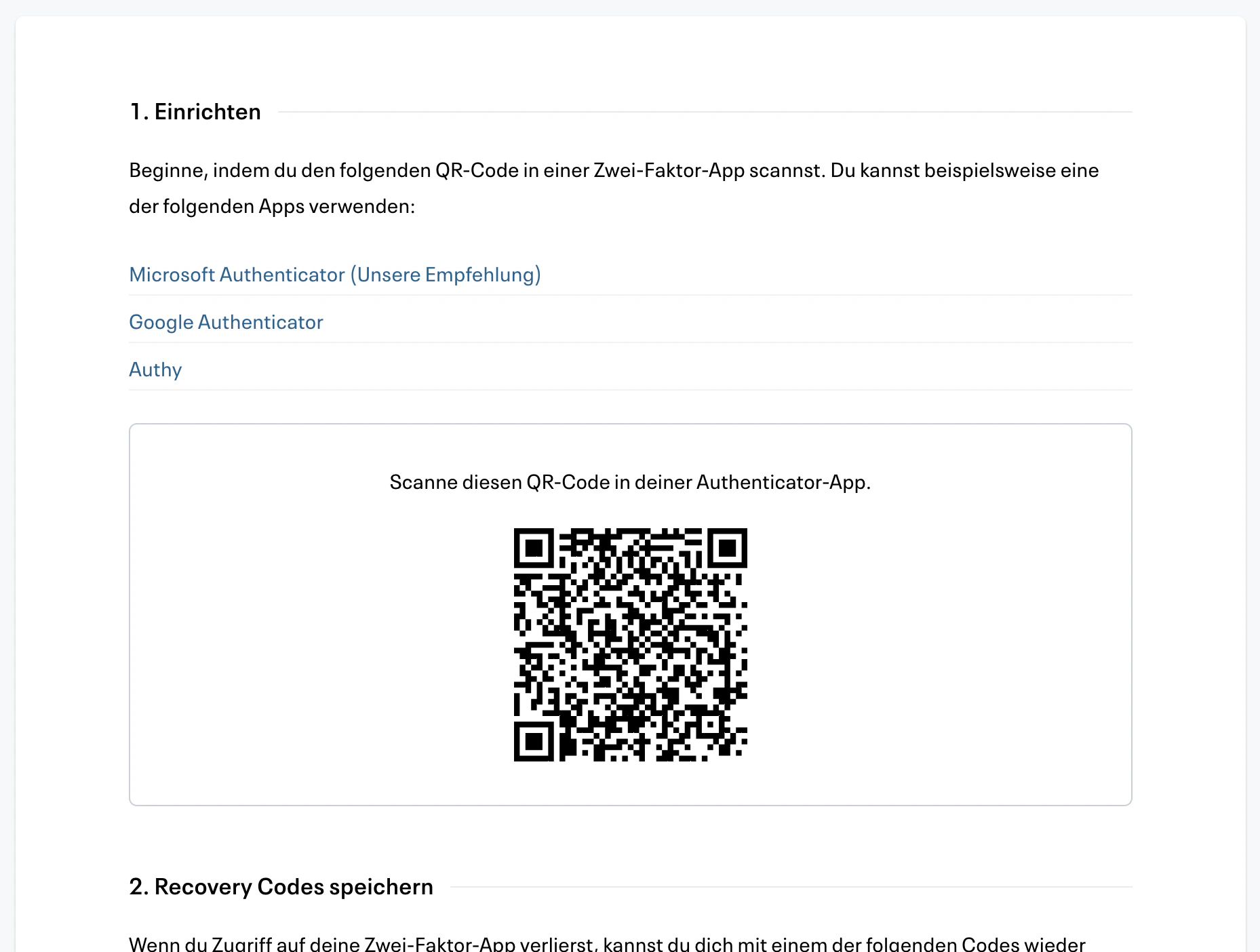 QR-Code in Authenticator-App scannen